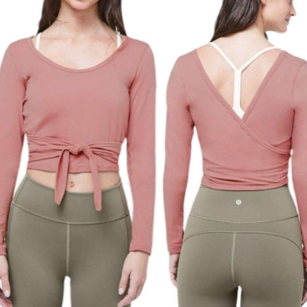 Lululemon Its A Tie Long Sleeve Scoop Neck Activewear Top Copper Size 6